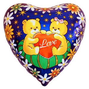 FM Сердце И-11 Влюбленные мишки на подушке 18/45см шар фольга ( Flexmetal S.L., Испания )