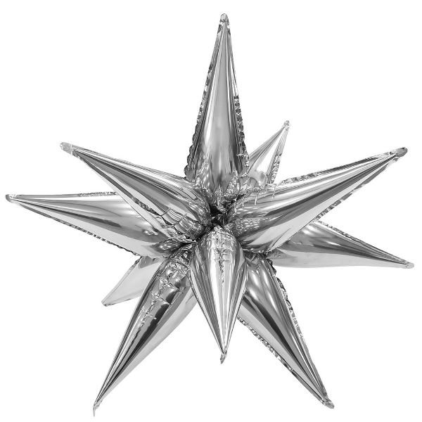 AU Звезда Составная 3D Серебро 41”/105 см шар фольга