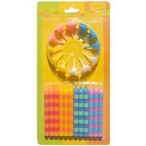 MC Свечи В полоску 12шт с держателями 6см