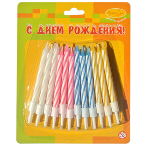 MC Свечи-мини 2-х цветные 24шт с держателями 6см