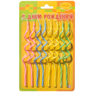 MC Свечи Коктейльные спираль 8шт 12см