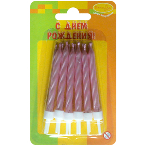 MC Свечи Перламутр розовый с держателями 12шт 6см