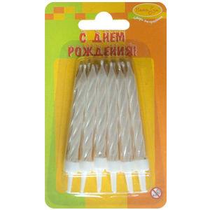 MC Свечи Перламутр белый с держателями 12шт 6см