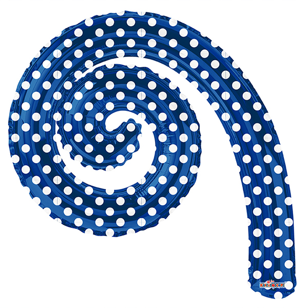 K  Спираль ROYAL BLUE в горошек 14/36см шар фольга