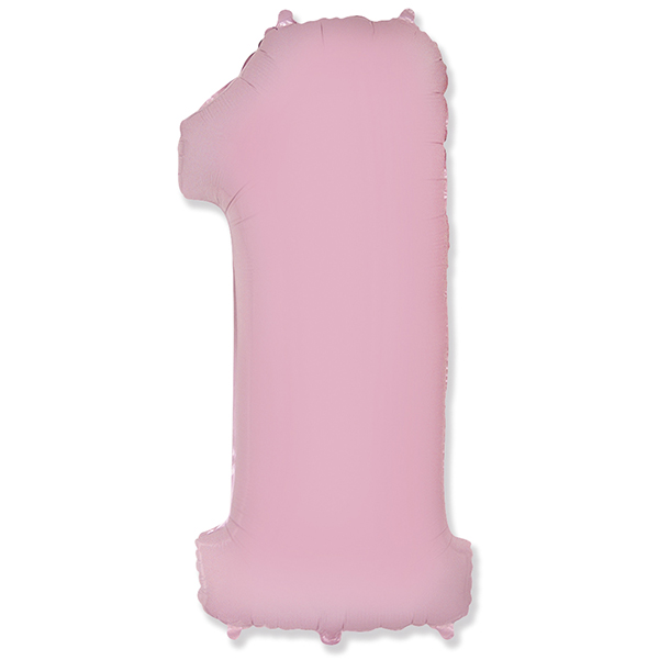 FM Фигура Цифра 1 Пастель PINK 40/102см шар фольга ( Flexmetal S.L., Испания )