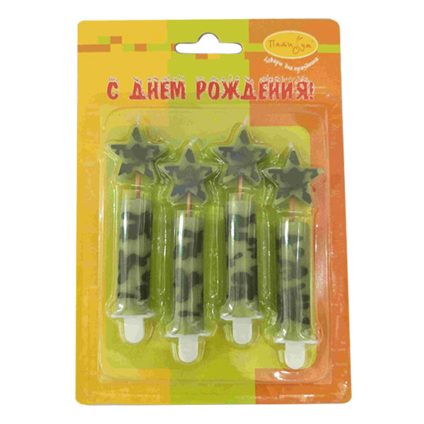 MC Свечи Звезды Милитари 8см 4шт