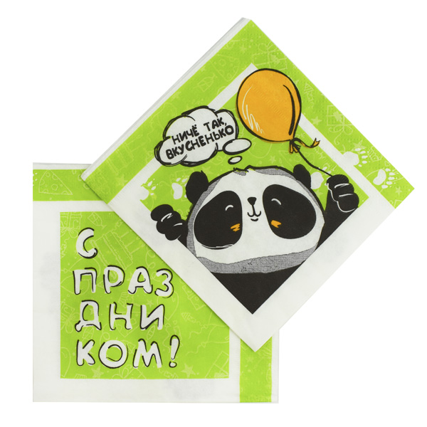 P 24см X 24см Салфетки Панда С Праздником! 12шт