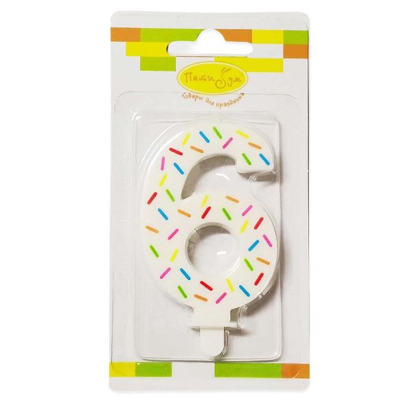 MС Свеча Цифра 6 Искры 7,5см