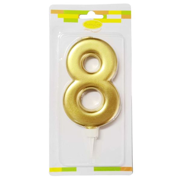 MС Свеча Цифра 8 Gold 12см