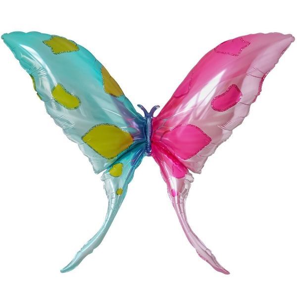 Y Фигура Бабочка двухцветная, розовый/голубой 44''/113см шар фольга