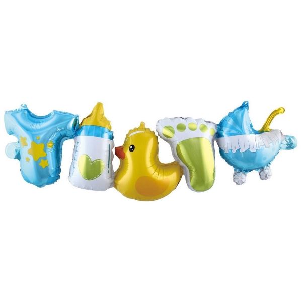 Y Фигура Гирлянда к рождению мальчика, голубая 36/92см шар фольга