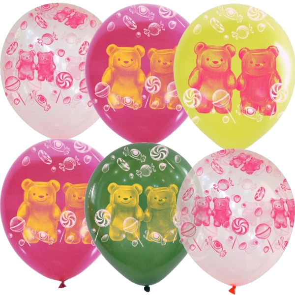 MP 12/30см Набор шаров ассорти рис. Мармеладные мишки 25шт. Шар латекс