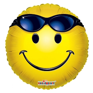 воздушные шары, шары из фольги, K Круг 664 Смайл в очках 18/45см шар фольга