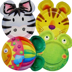 Коллекции Праздничной одноразовой посуды, колпачки, язычки-гудки. Коллекции одноразовой посуды. F 23см Тарелки фигурные бумажные ламиниров