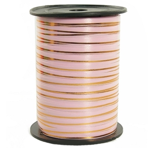 Лента, RL Лента  5мм x 250у Розовая с золотой полосой(Москва) А0547