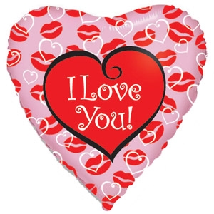 воздушные шары, шары из фольги, Сердце И-171 Люблю тебя Губы 18/45см шар фольга