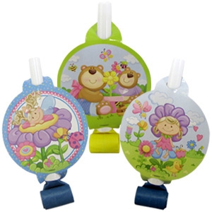 Праздничная одноразовая посуда. Коллекции одноразовой посуды. F Язычок-гудок с карточкой Детская коллекция 6шт