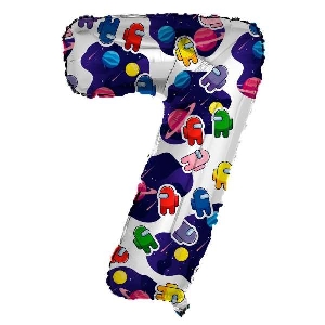 AU Фигура Цифра 7 Космонавтики 32/81см шар фольга
