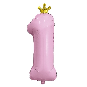 AU Фигура Цифра 1 с короной Фламинго 32/81см шар фольга