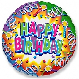Воздушный шарик из фольги, FM Круг И-376 С днем рождения Свеча 18/45см шар фольга