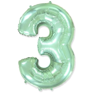 FM Фигура Цифра 3 Пастель Mint 40/102см шар фольга