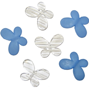 Q Декоративные бусины Мотылек синие ассорти 3х2,2см 10шт