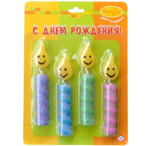 праздничные свечи, Свечи для торта Огоньки 8см 4шт/уп