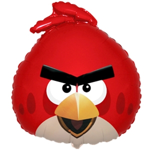 Фигурные шарики из фольги, шары для детей, Фигурный шарик из фольги Angry Birds Красная птица 53см х 61см
