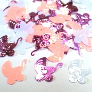 Y Конфетти пластиковое Коляска розовая ассорти 14гр