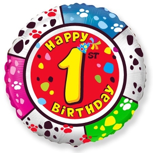 Воздушный шарик из фольги FM Круг И-292 С днем рождения Цифра 1 18/45см шар фольга
