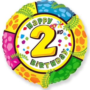 Воздушный шарик из фольги FM Круг И-293 С днем рождения Цифра 2 18/45см шар фольга