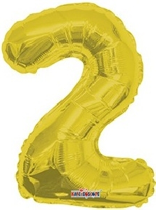 воздушные шары, шары цифры, Фигура Цифра 2 золото 14/35см шар фольга
