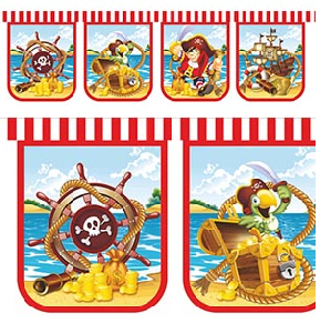 Бумажные фигуры и гирлянды, F Гирлянда - вымпел Веселый Пират 240см