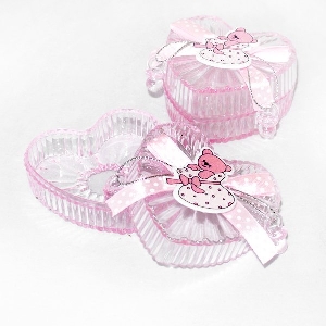 Y Бонбоньерка Сердце с медвежонком розовая 2шт