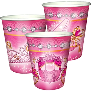 Коллекции Праздничной одноразовой посуды, колпачки, язычки-гудки. Коллекции одноразовой посуды. F 200мл Стаканы бумажные Моя Принцесса 6шт