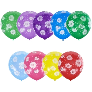 M 12/30см Пастель+Декоратор (растр) 5 ст. рис Ромашки 25шт шар латекс