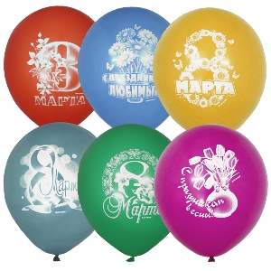 MP 12/30см Пастель+Декоратор (растр) 2 ст. рис 8 Марта 50шт шар латекс