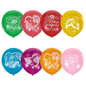 M 12/30см Пастель+Декоратор (растр) 2 ст. рис Свадебная тематика 50шт шар латекс