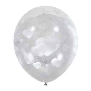 M 12/30см Декоратор (растр) TRANSPARENT 5 ст. рис Сердца  25шт шар латекс ( Latex Occidental, Мексика )