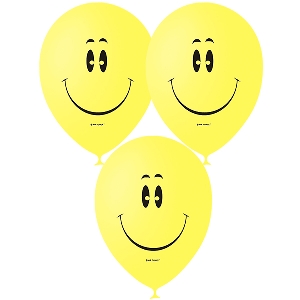 M 12/30см Пастель (шелк) YELLOW 1 ст. рис Смайл 50шт шар латекс