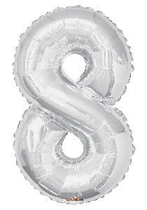воздушные шары, шары цифры, K Фигура Цифра 8 серебро 34/86см