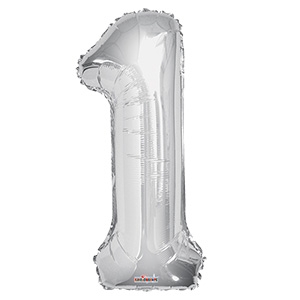Фигура Цифра 1 серебро 40/102см шар фольга
