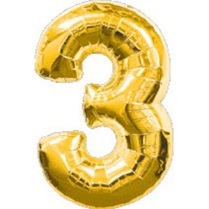 Фигура Цифра 3 золото 40/102см шар фольга
