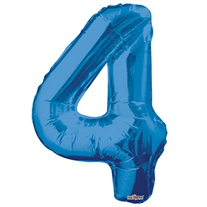 FM Фигура Цифра 4 голубая 40/102см шар фольга