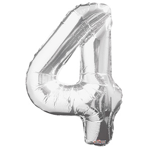 Фигура Цифра 4 серебро 40/102см шар фольга