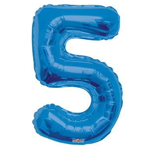 FM Фигура Цифра 5 голубая 40/102см шар фольга