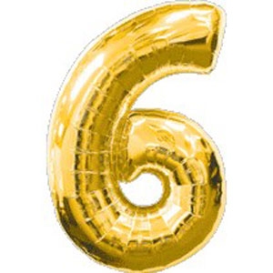 Фигура Цифра 6 золото 40/102см шар фольга