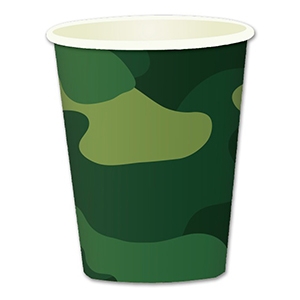Коллекции Праздничной одноразовой посуды, колпачки, язычки-гудки. Коллекции одноразовой посуды. F 250мл Стаканы бумажные Милитари 6шт