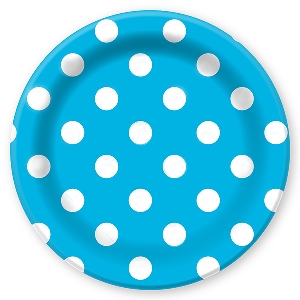 F 23см Тарелки бумажные ламинированные Горошек Голубой 6шт