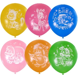 M 10/25см Пастель+Декоратор (растр) 2 ст. рис С Днем Варенья 50шт шар латекс